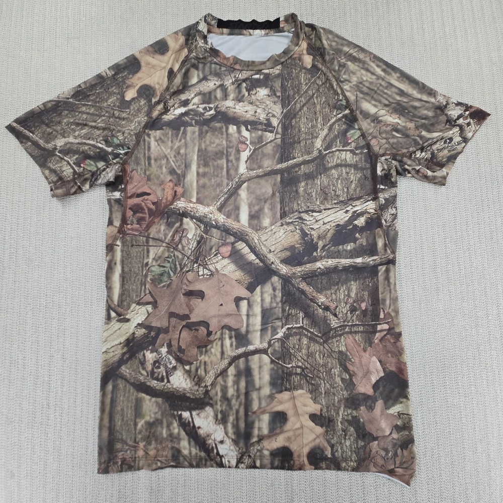 Starter Shirt Mens Large Brown Camo Short Sleeve Raglan Hunting Performance Top